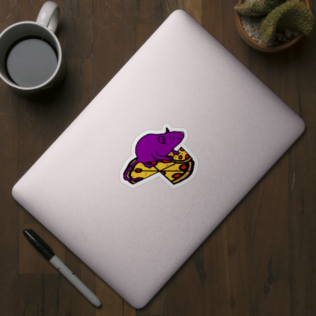 Hungry Purple Rat with Pizza by ellenhenryart